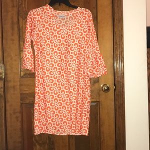 Orange and White Half Sleeve Dress